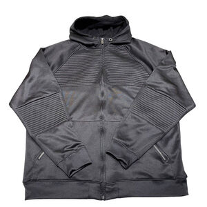 CSG Mens Retro Black Long Sleeve Full Length Zip Up Fleece Lined Sweatshirt 2XL